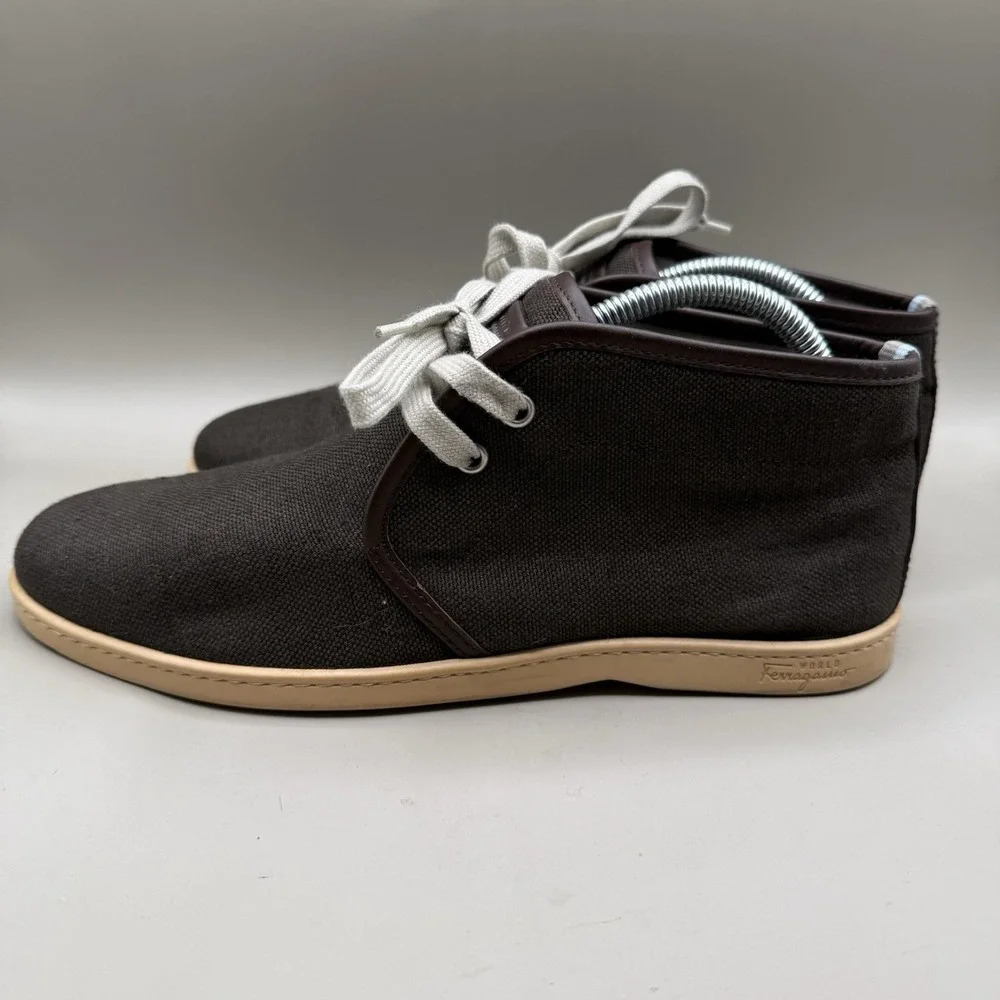 Salvatore Ferragamo‎ Mens Shoes Canvas Sneakers Size 7 Italy